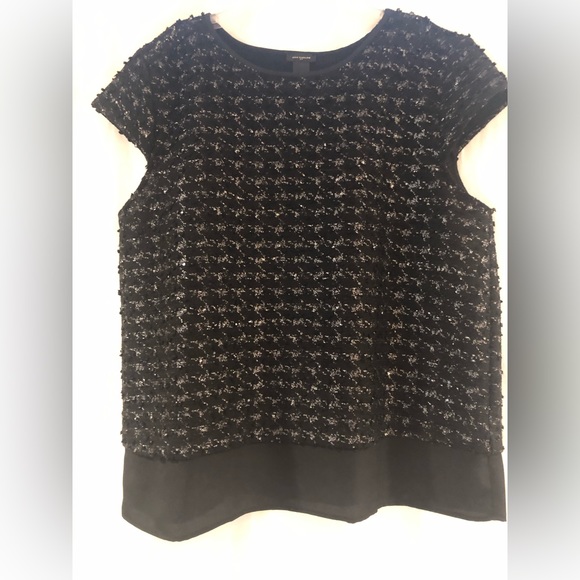 Ann Taylor black with silver blouse, Size XL - Picture 1 of 8